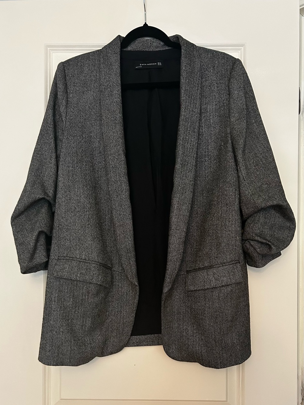 Zara Charcoal Open-Front Blazer Jacket